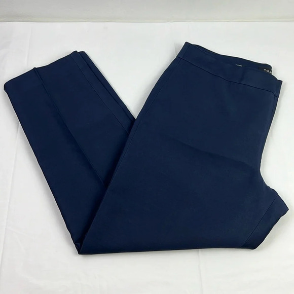 Talbots Women’s 14 Heritage Navy Blue Silk Blend Ankle Dress Pant - Picture 1 of 6